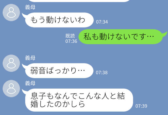 義母『なんでこんな人と結婚したの？』体調不良の嫁に家事を強要するイジワル義母！？⇒無神経すぎる言動に耐えられない…！