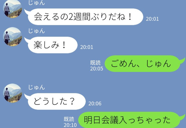 彼「2週間ぶりに会えるね！」彼女「会議入っちゃった」“多忙”によりすれ違う2人…→そんな時、彼から“目を疑うLINE”が届く！？